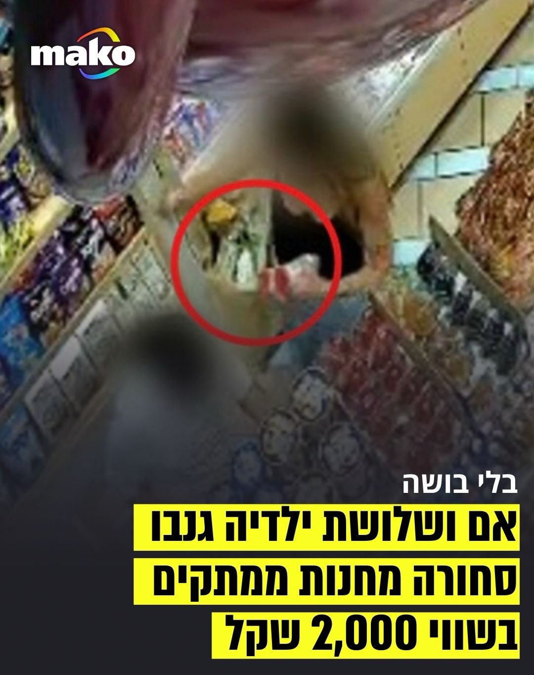 מצלמות האבטחה בחנות ממתקים בקניון ברחובות תיעדו אם ושלושת...