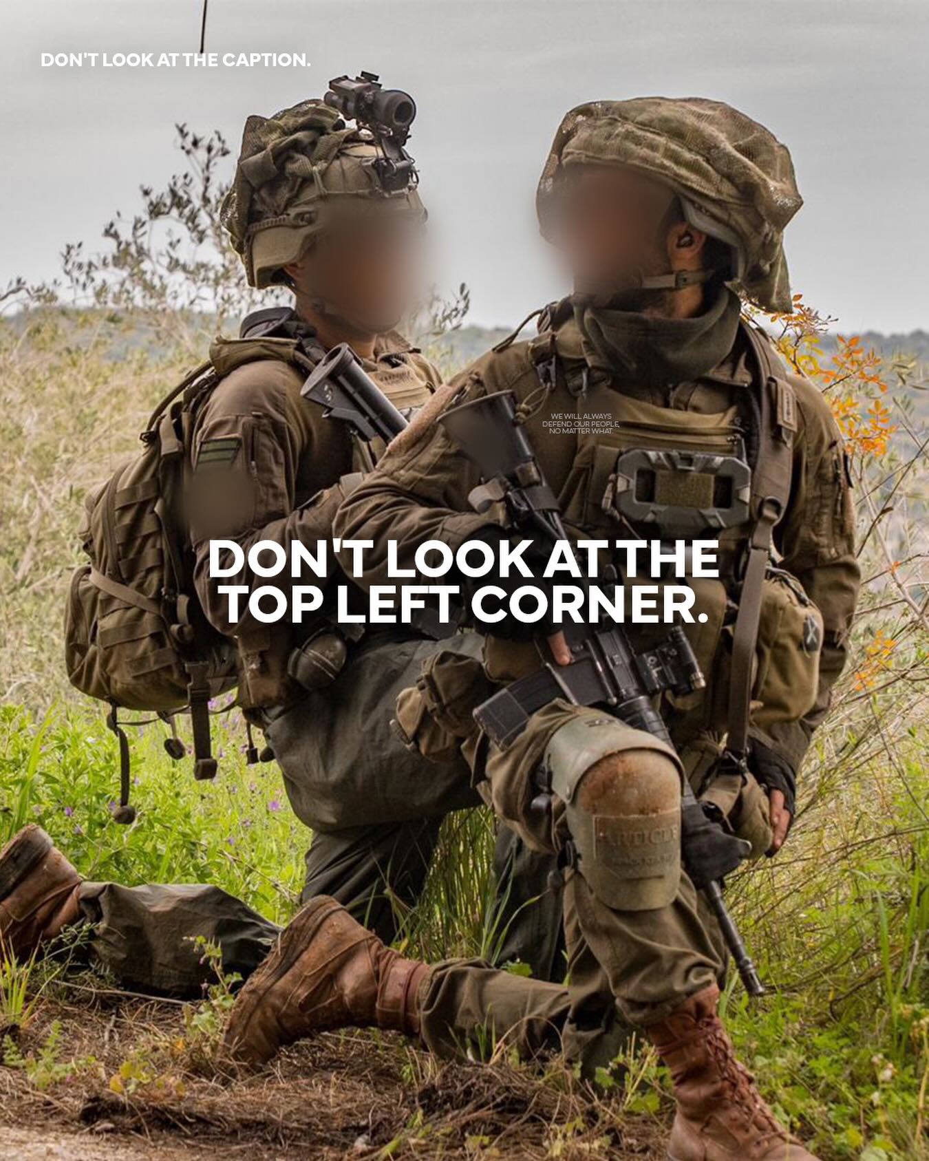 Don’t zoom in on the soldier’s uniform....
