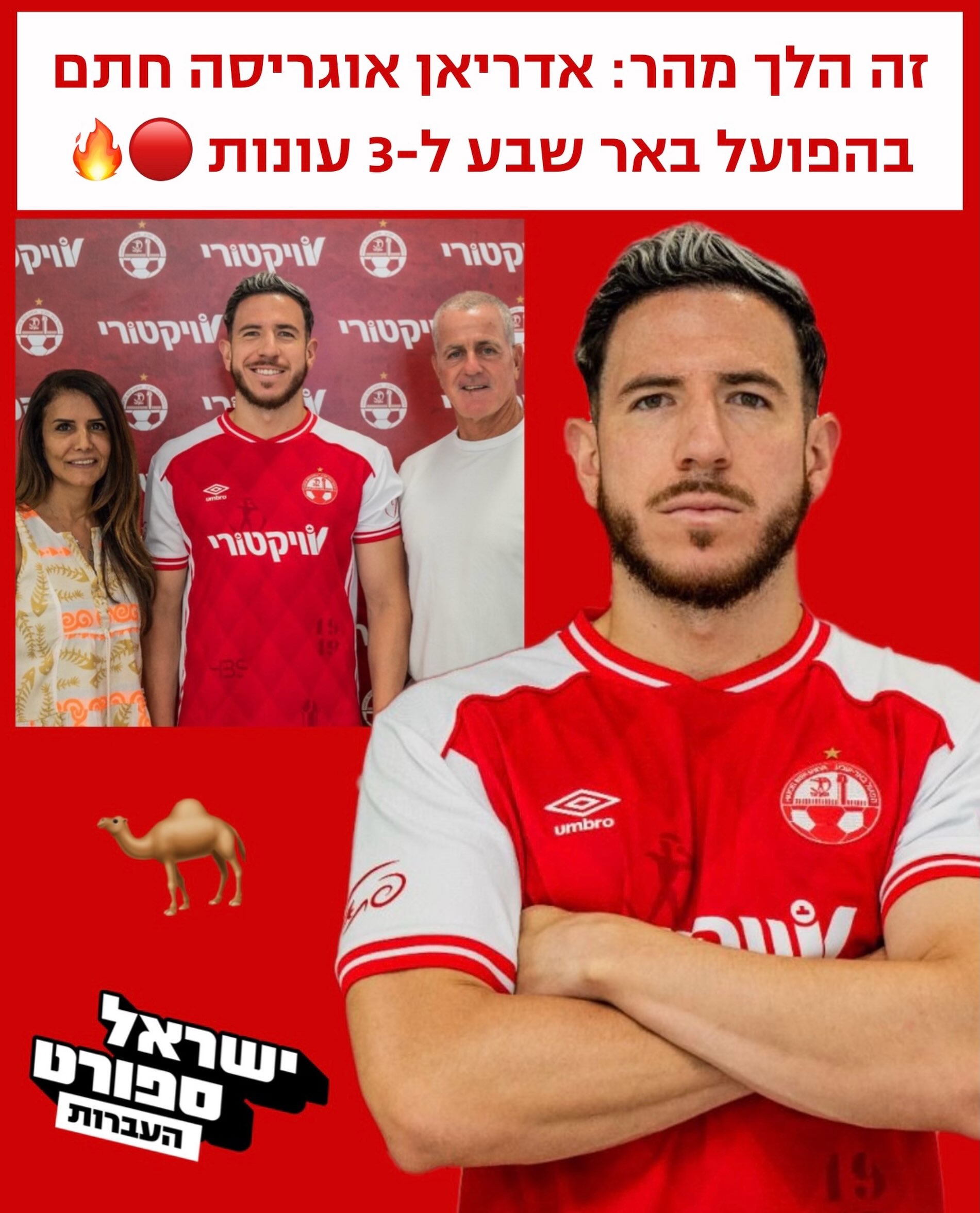 חיזוק משמעותי לאלופה: אדריאן אוגריסה חתם בהפועל באר שבע ל-3...