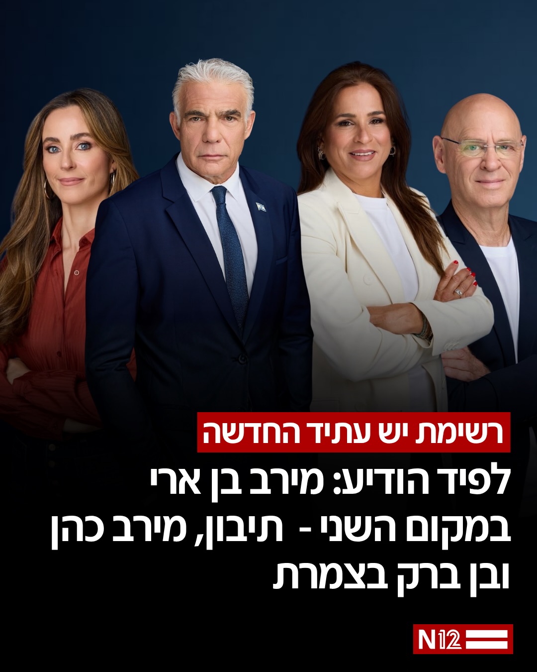 מפלגת יש עתיד פרסמה הערב (שבת) את רשימתה לכנסת הבאה, שאמורה...
