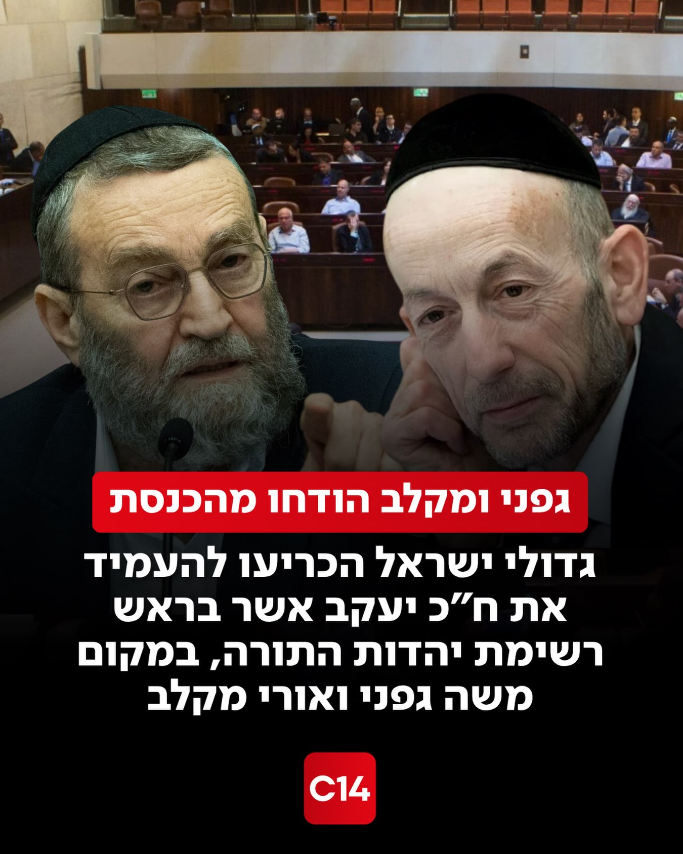 בהוראת הרב לנדו, חברי הכנסת משה גפני ואורי מקלב יסיימו את דרכם...