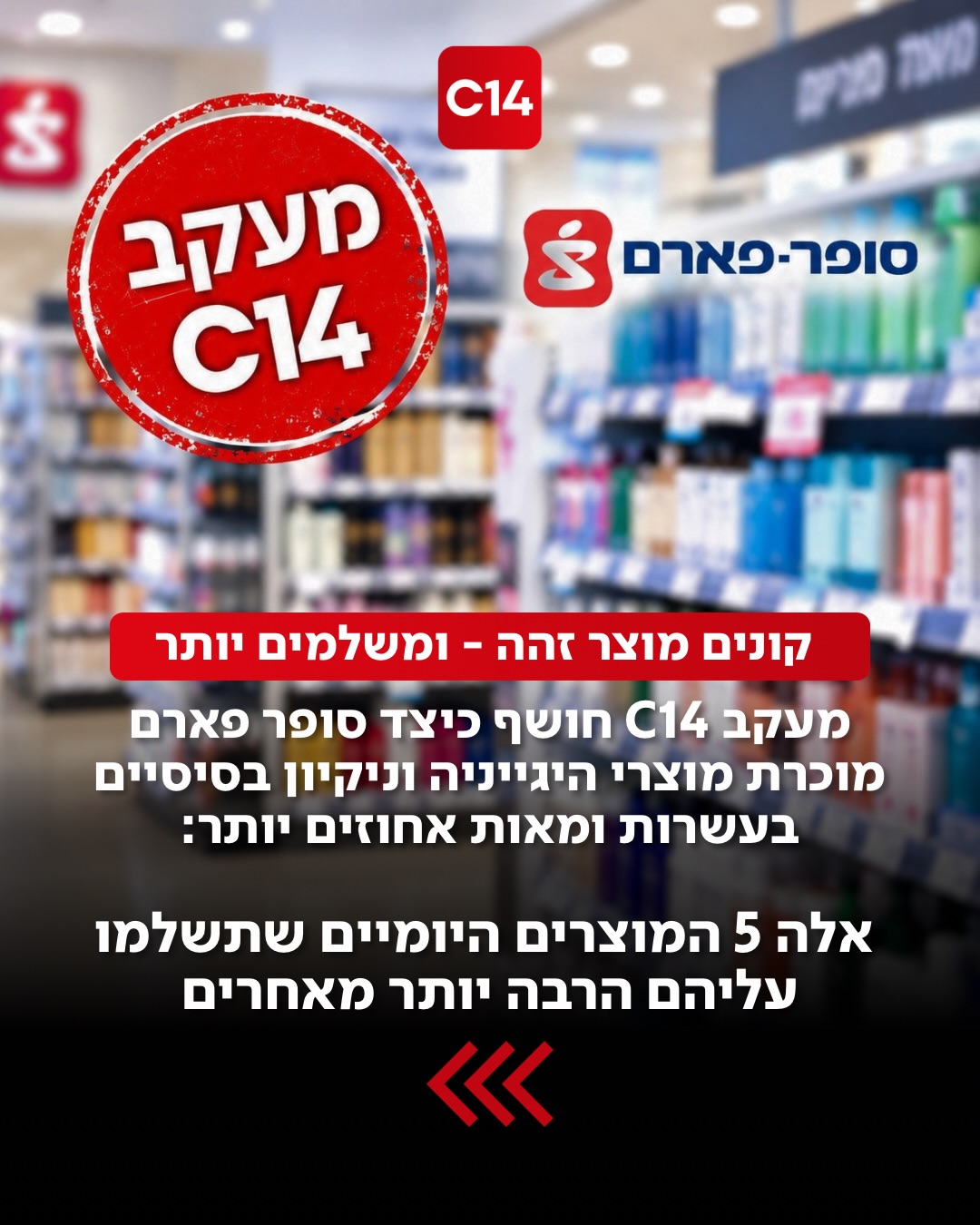 מעקב C14 חושף כיצד סופר פארם מוכרת מוצרי היגייניה וניקיון...