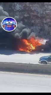 לבנון רכב בוער בגשר בצידון...