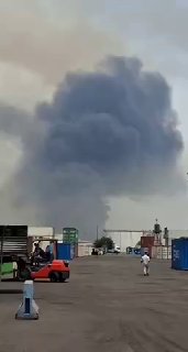 רגע הפיצוץ בבנדר עבאס איראן...