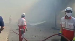 מפעל הייצור בבורוג׳רד שהותקף מוקדם יותר היום....