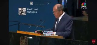 סרגיי לברוב, שר החוץ של רוסיה, נואם בעצרת הכללית של האומות...