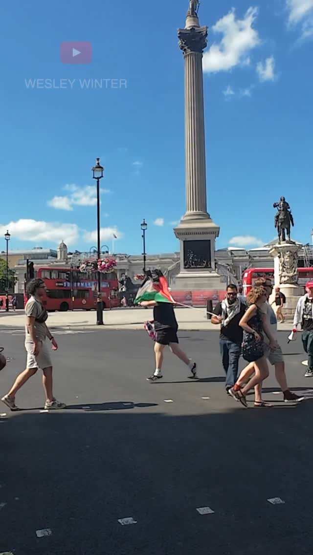 Palestine flag taken in London but drops his phone 😬 