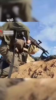 תיעוד ערבי: כוחותינו (עם סיגריה בפה) מרססים מחבלי חמאס ליד מה...