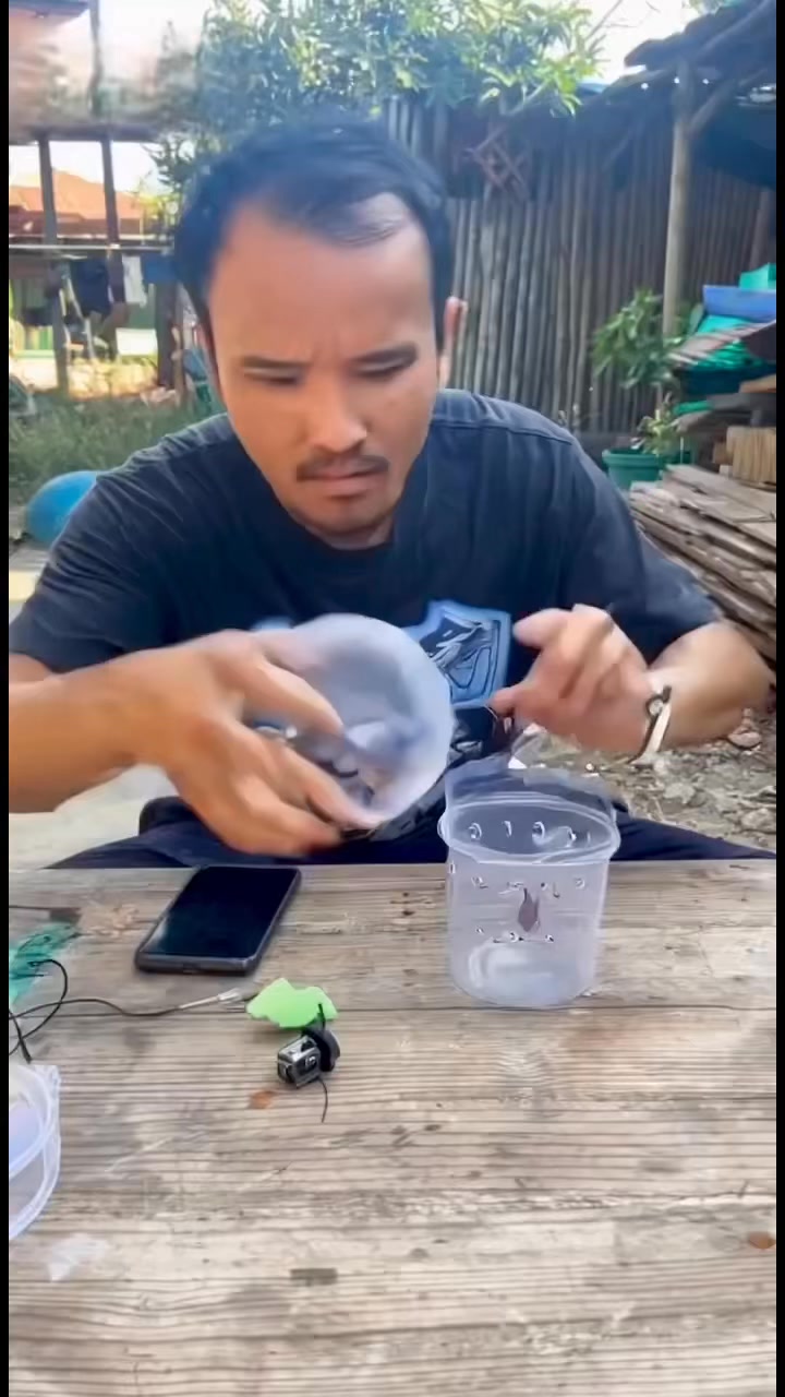 בואו נלך לראות את קן הג'וקים. השתיל מצלמה זעירה על תיקן שלקח...