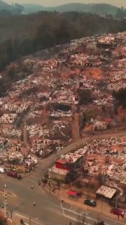 תיעוד: נזק כבד אחרי השרפה בעיר פנקו בצ'ילה, לפחות 19 בני אדם...