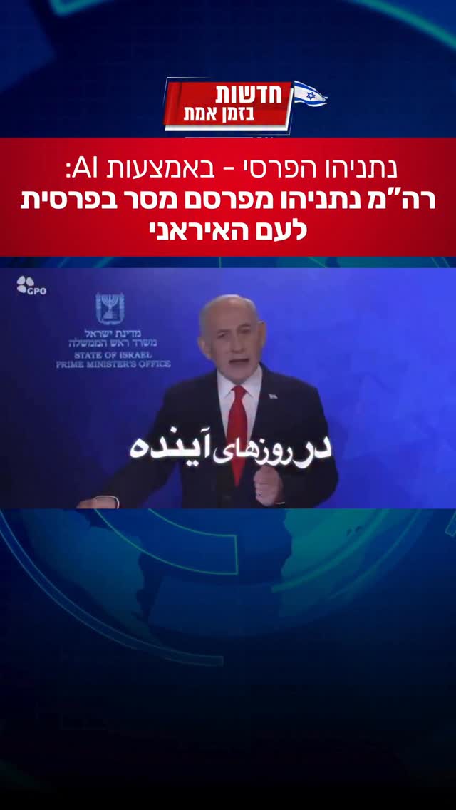 נתניהו הפרסי - באמצעות AI: נתניהו מפרסם מסר בפרסית לעם האיראני....