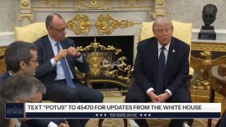 הנשיא טראמפ מדבר על איראן במהלך מפגש בבית הלבן עם קאנצלר...