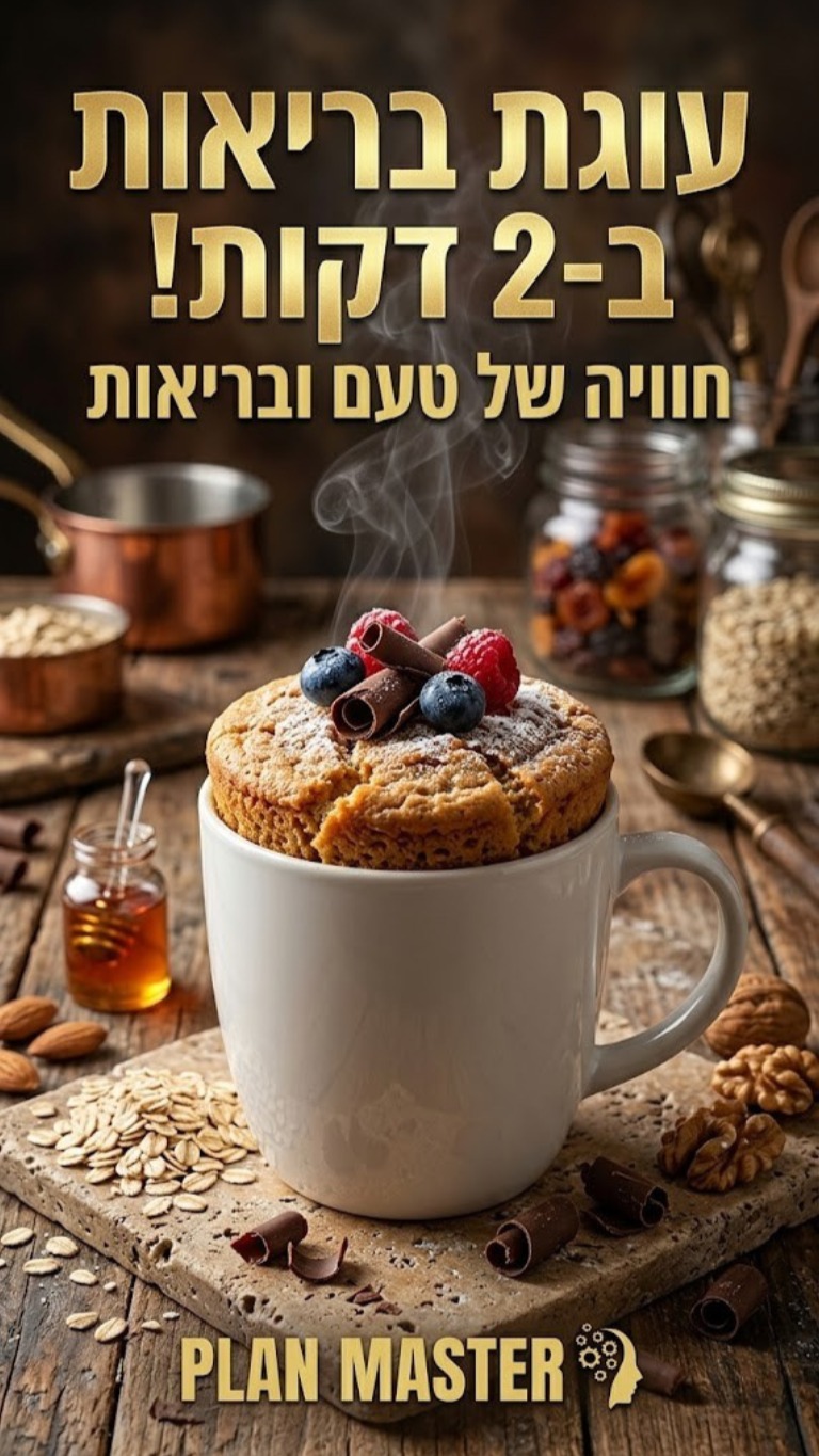 עוגת ספל חמה ובריאה ב-2 דקות, הפינוק המושלם לבוקר מהיר....