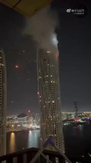 גורד שחקים בדובאי לאחר פגיעת כטב"מ...