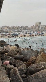 העזתיים "חוגגים נכבה" בחוף הים במערב העיר עזה....