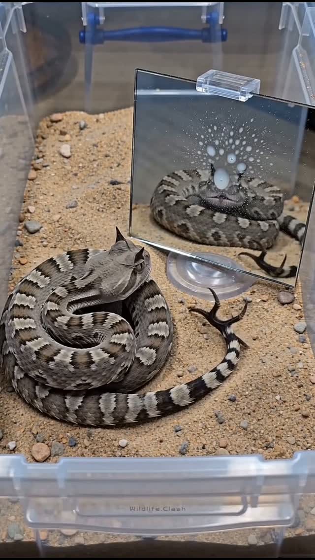 נחש הצפע הורנד תוקף את עצמו 😱...