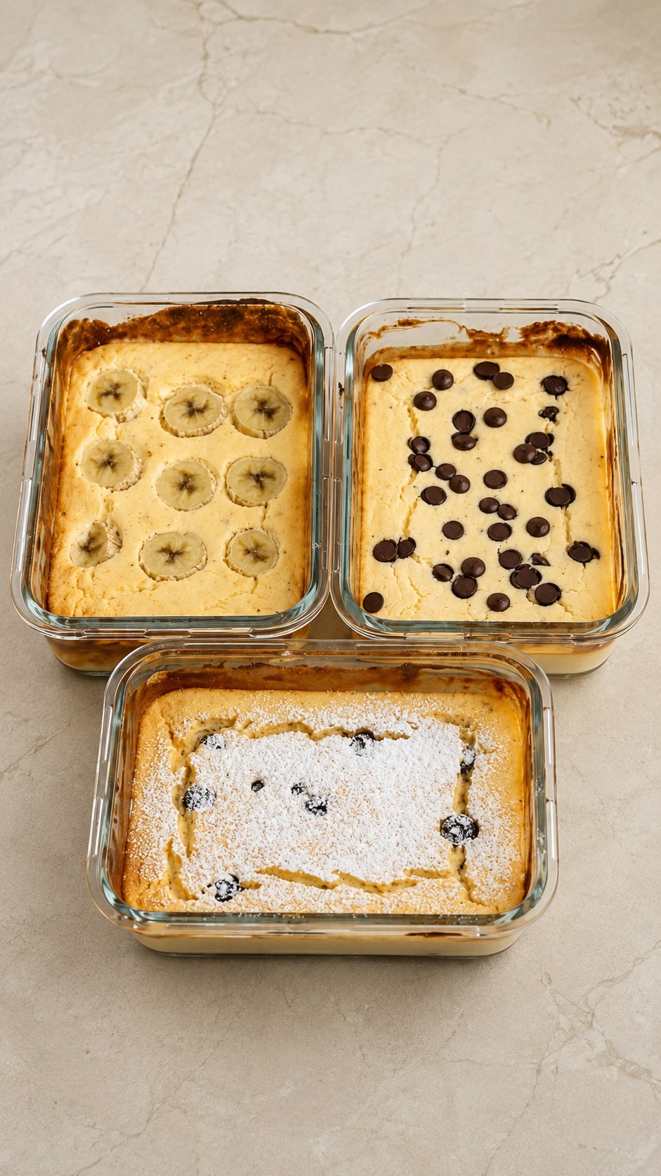 פנקייק אפוי ב־3 טעמים בתבנית אחת! 🥞🍫🫐🍌...