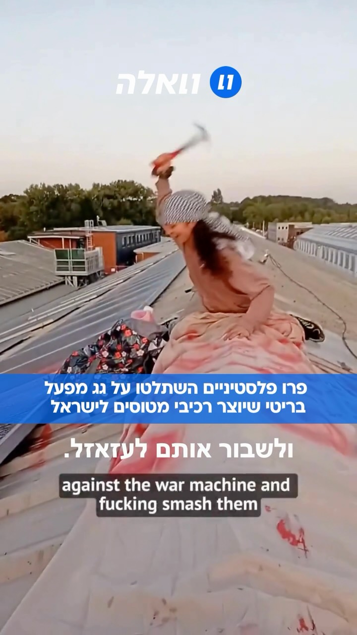 פעילי פרו-פלסטיניים מארגון “אנשים נגד רצח עם” טיפסו על גג...