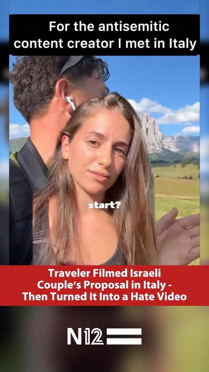An Israeli couple who got engaged in Italy was shocked to discover that the traveler they asked for a photo...