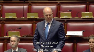 יו״ר הכנסת אמיר אוחנה בנאום בפני האספה הפרלמנטרית של מועצת...