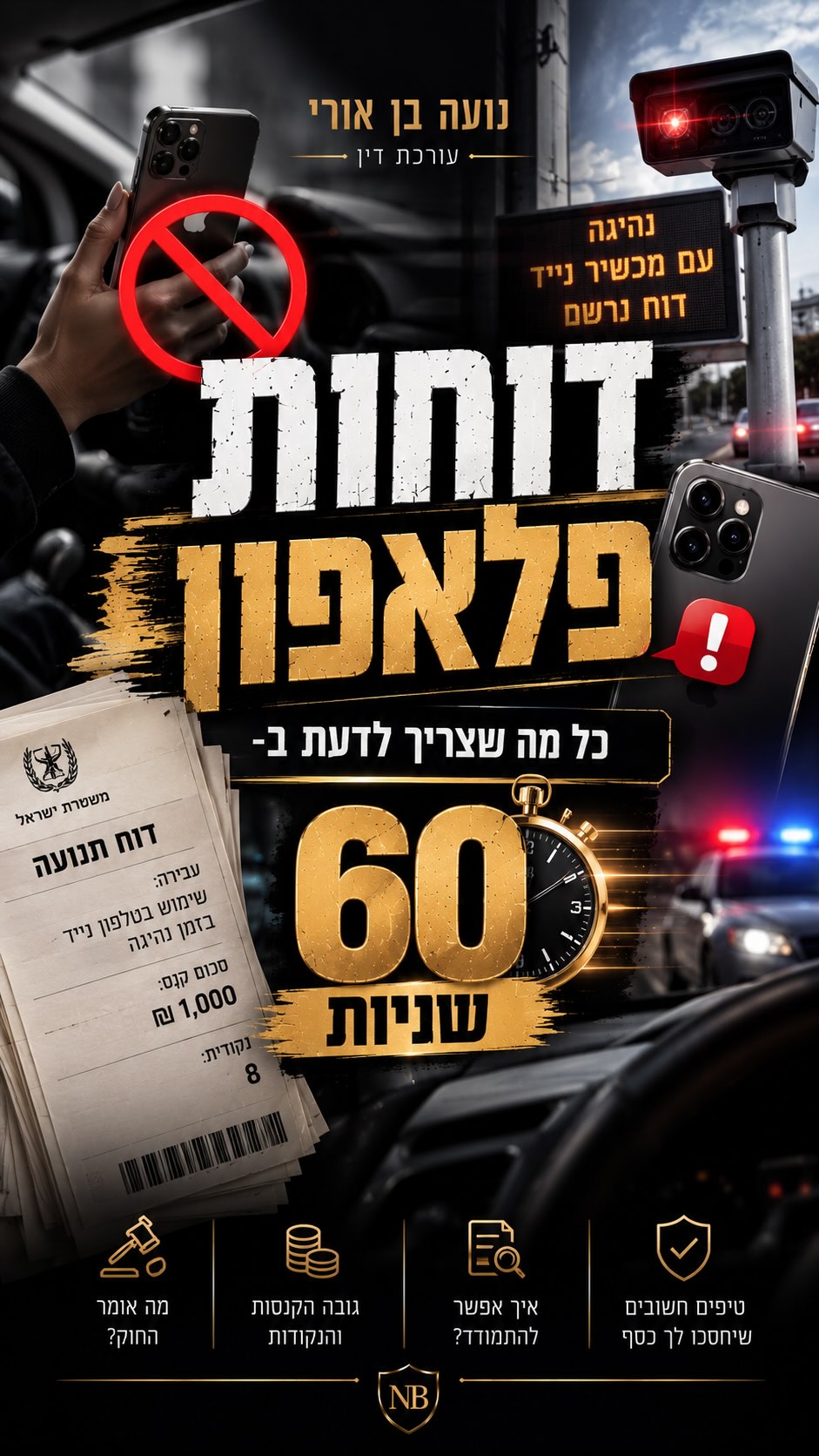 ⁨ 📱 דוח על שימוש בטלפון בזמן נהיגה? אל תמהרו לשלם....