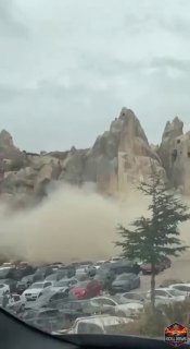 מפולת סלעים באתר ההיסטורי קפדוקיה שבטורקיה. לפי הדיווחים...